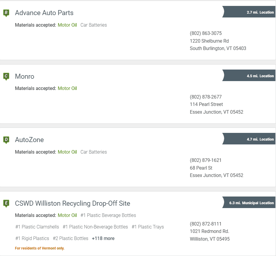 motor oil recycling location